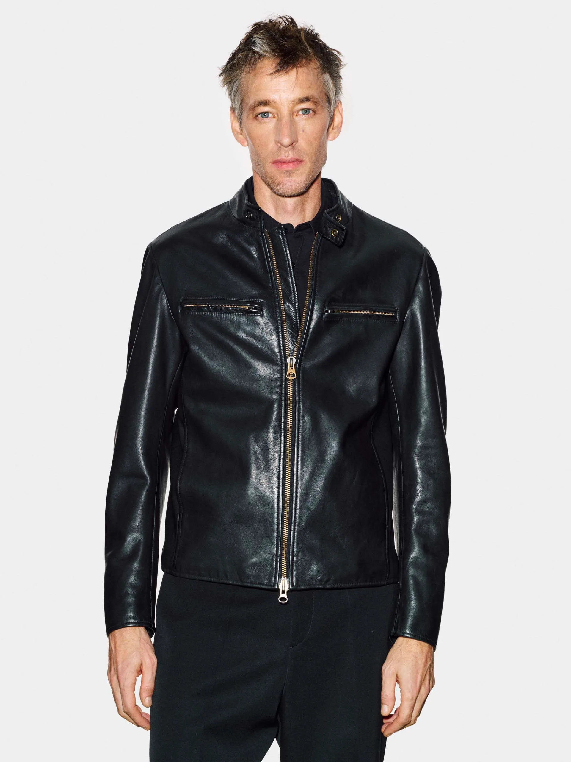 沢　STEWART SCETTROレザー シングルライダースジャケット L ブラックレザーシングルライダースジャケット ライダース